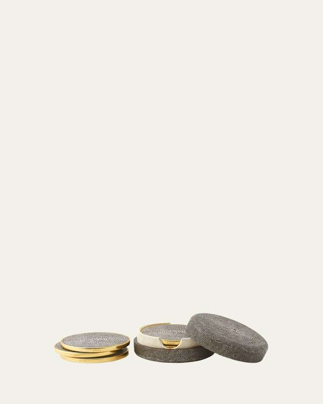 4 Embossed Faux Shagreen Coasters